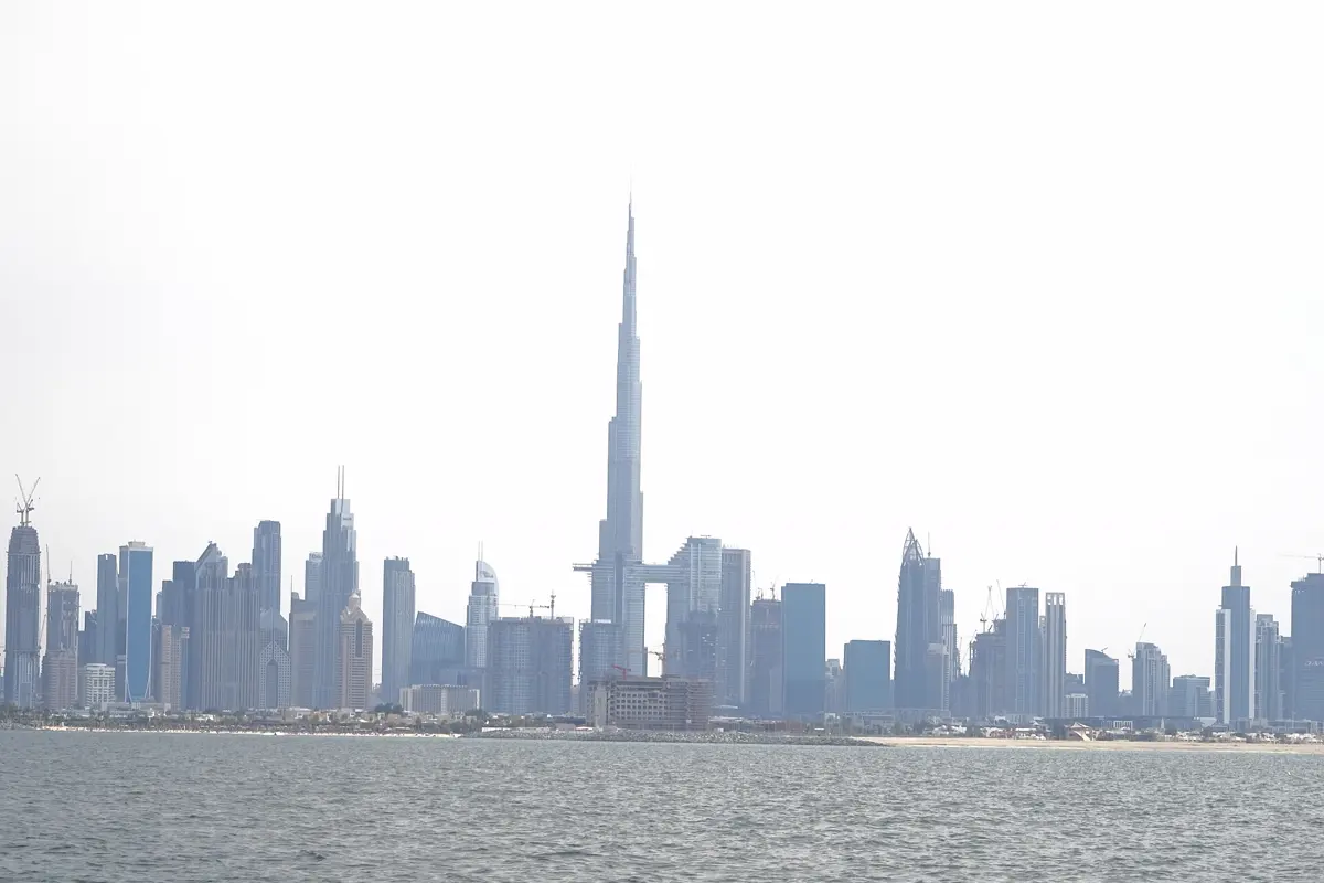 Dubai and the Burj Khalifa seen from the sea