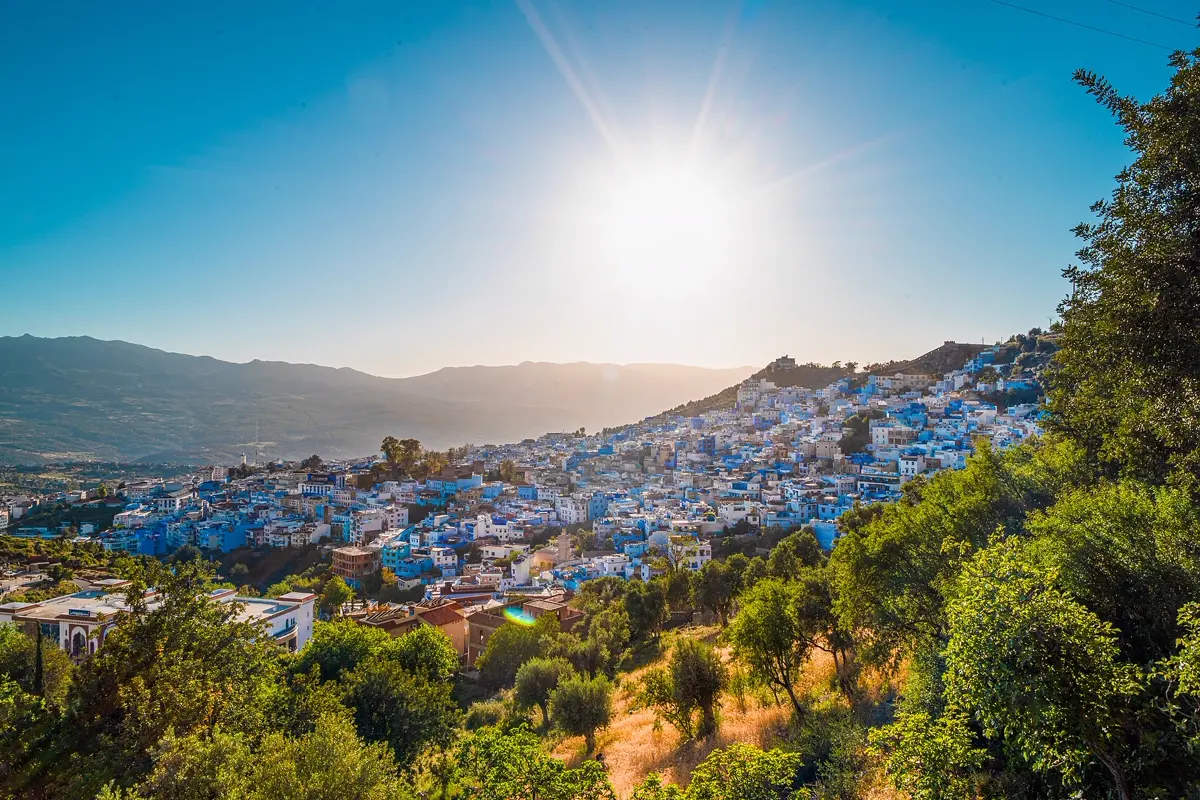 Chefchaouen im Rif-Gebirge am Abend