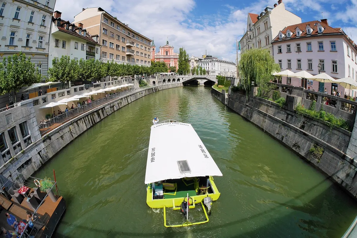 Ljubljana's old town on the Ljubljanica river