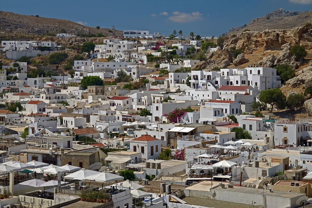 Lindos on Rhodes, seen from the Acropolis