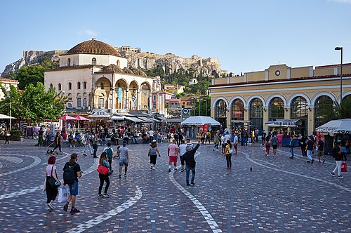 Monastiraki Square with the Acropolis in the background