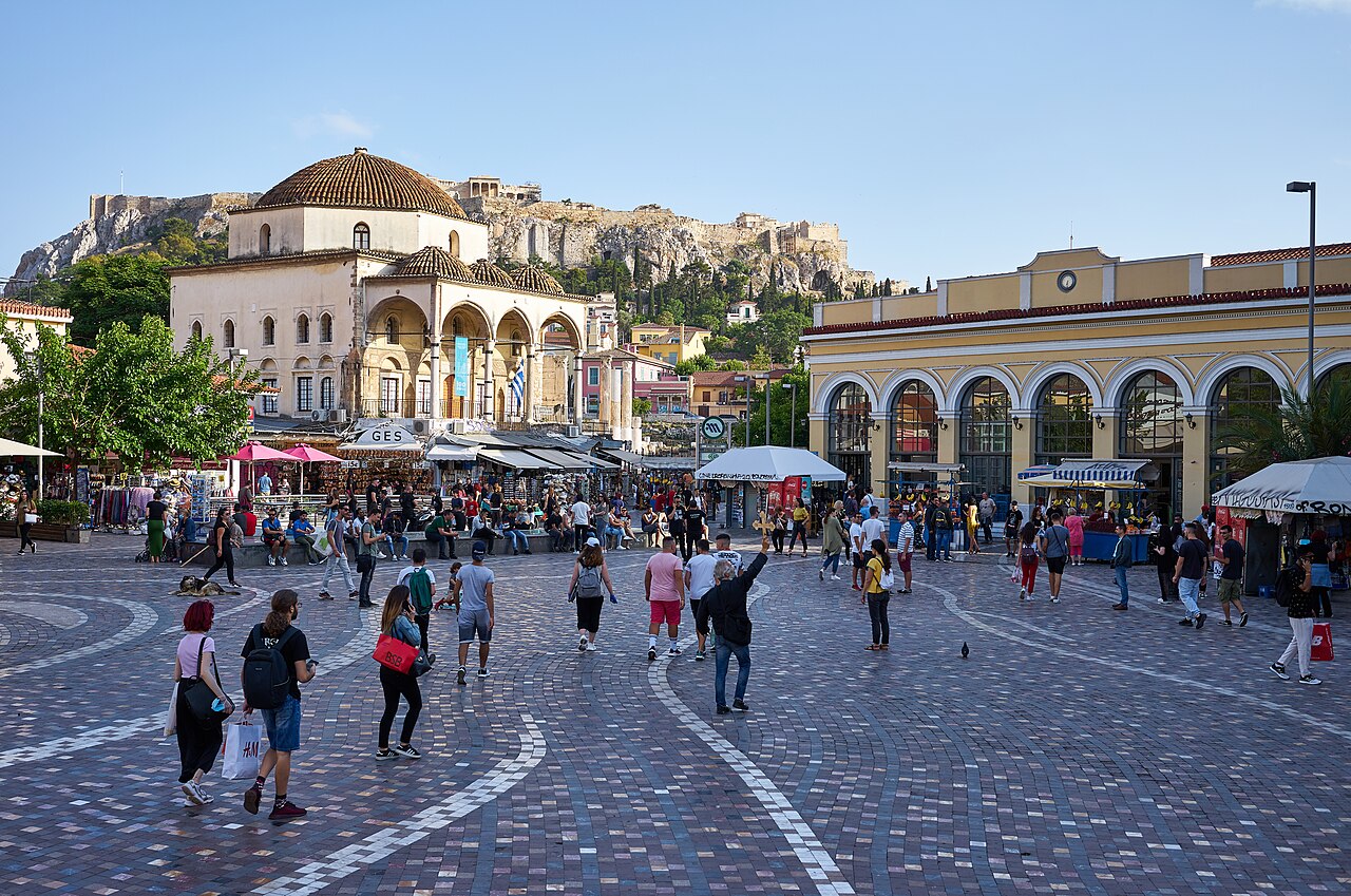 Monastiraki Square with the Acropolis in the background