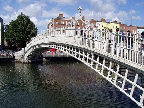 The Ha'penny Bridge over the Liffey in Dublin