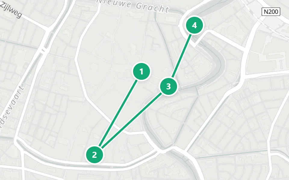 Karte von Tag 3 in Amsterdam: 4 Stopps in Gehreihenfolge