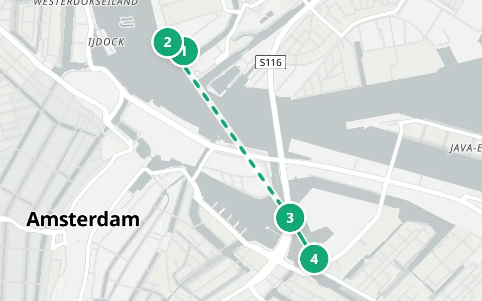 Karte von Tag 3 in Amsterdam: 4 Stopps in Gehreihenfolge