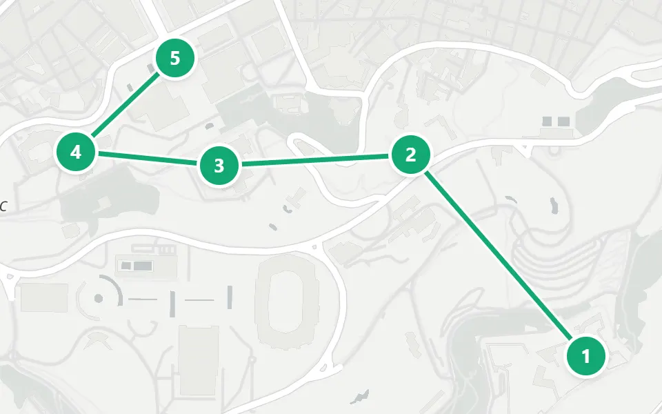 Map of day 3 in Barcelona: 5 stops in walking order