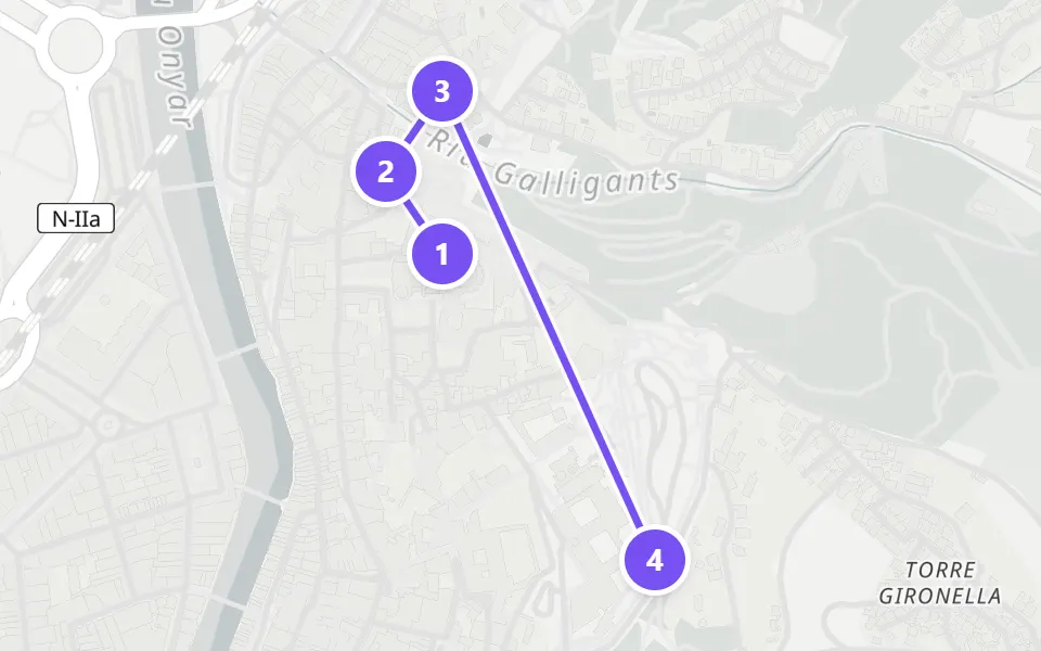 Map of day 5 in Barcelona: 4 stops in walking order