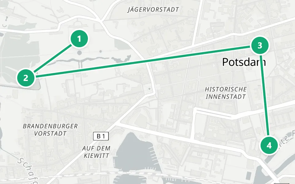 Map of day 3 in Berlin: 4 stops in walking order