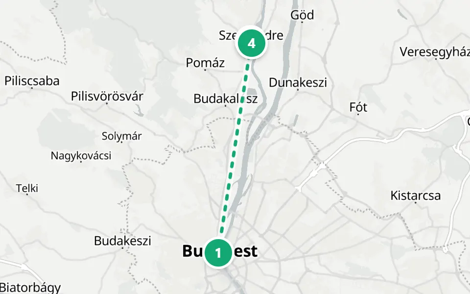 Karte von Tag 3 in Budapest: 4 Stopps in Gehreihenfolge