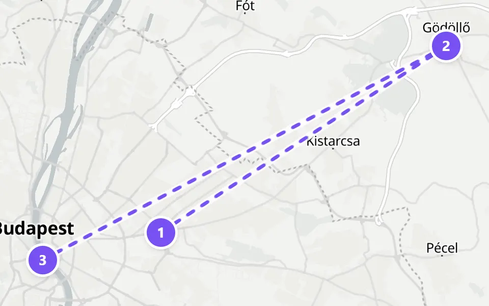 Karte von Tag 5 in Budapest: 3 Stopps in Gehreihenfolge