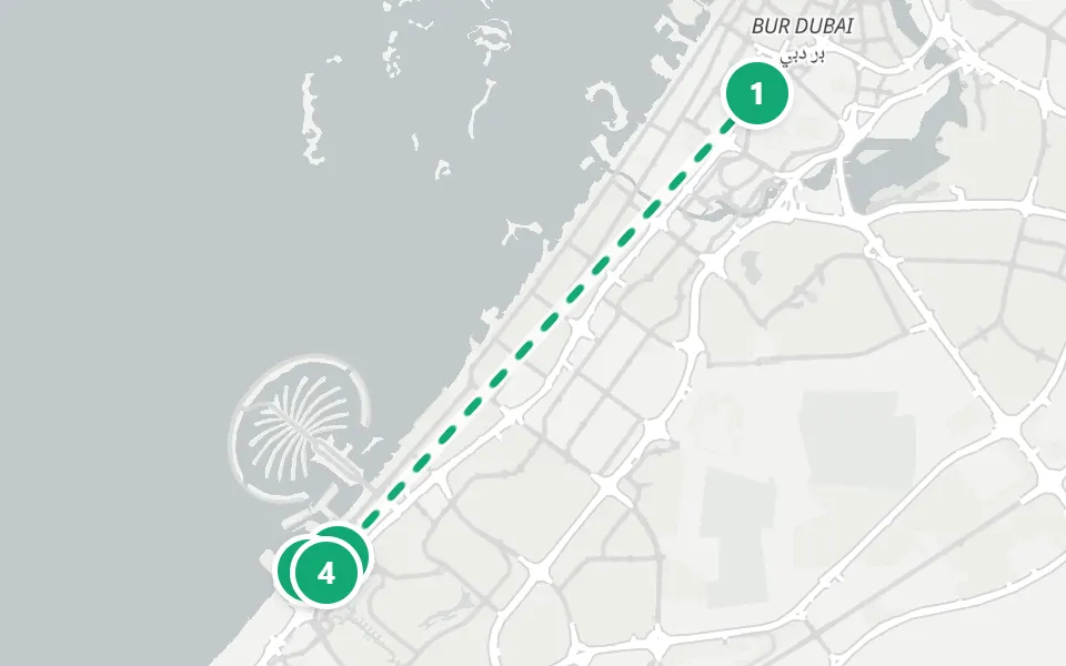 Map of day 3 in Dubai: 4 stops in walking order