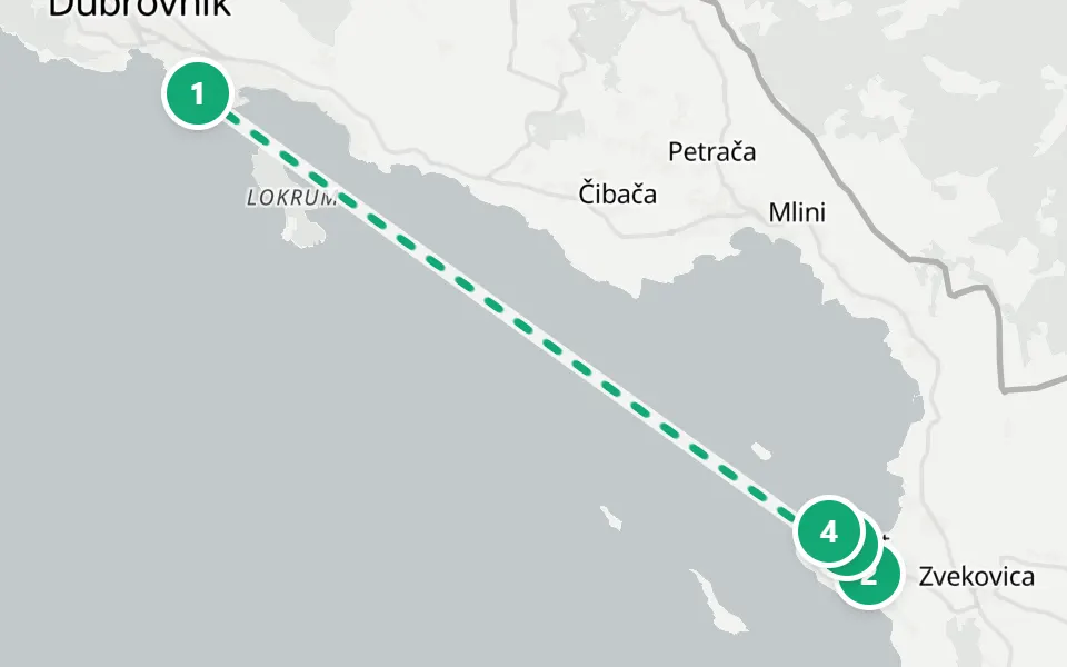 Map of day 3 in Dubrovnik: 4 stops in walking order