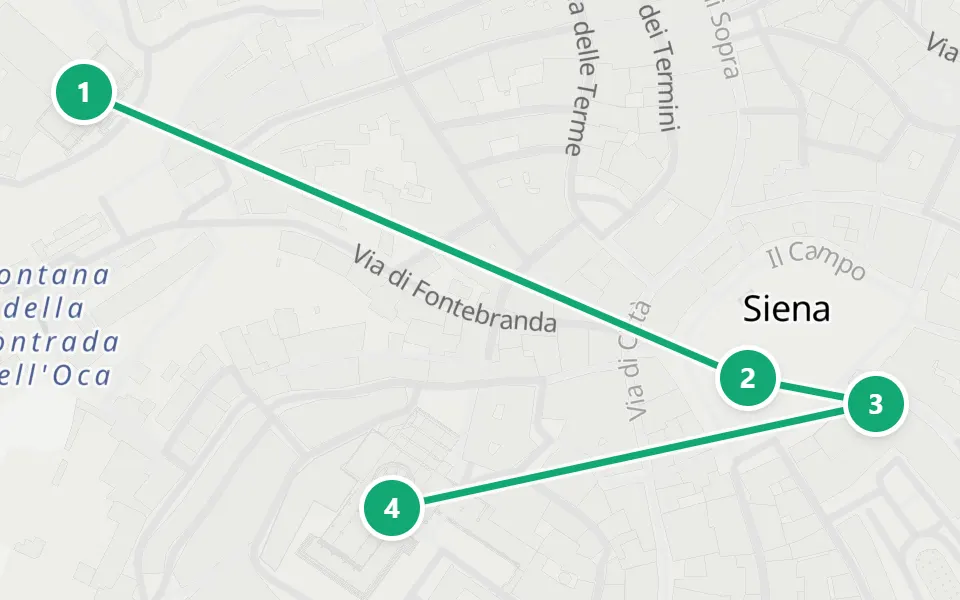Map of day 3 in Florence: 4 stops in walking order