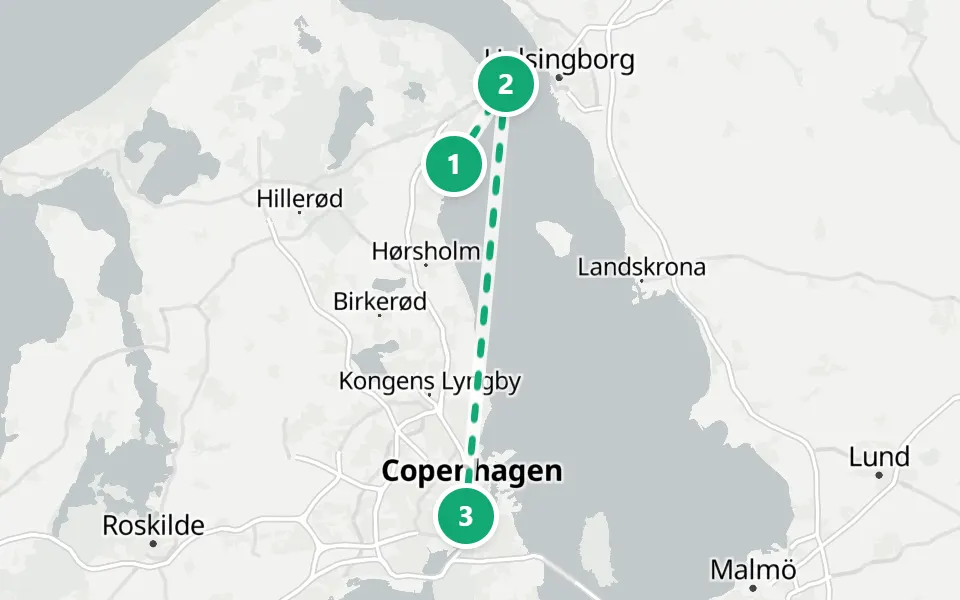 Map of day 3 in Copenhagen: 3 stops in walking order