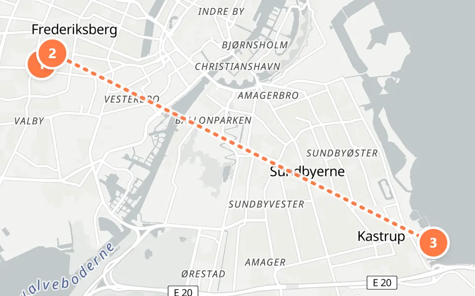 Karte von Tag 2 in Kopenhagen: 3 Stopps in Gehreihenfolge