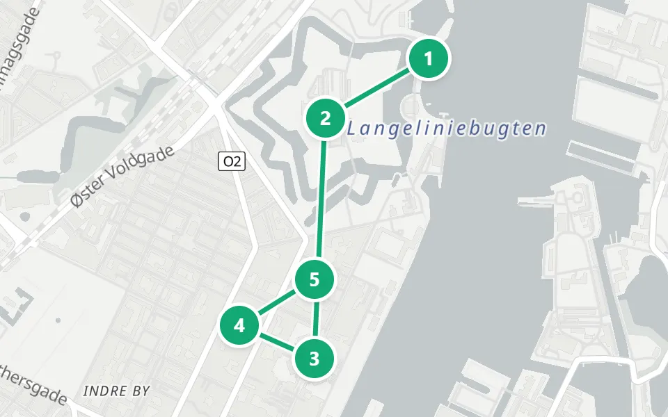 Map of day 3 in Copenhagen: 5 stops in walking order