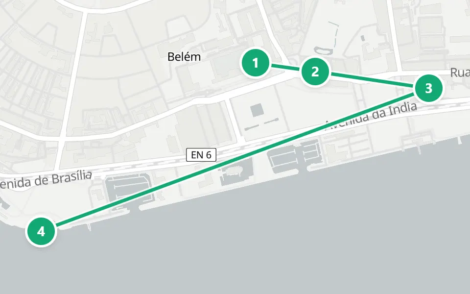 Map of day 3 in Lisbon: 4 stops in walking order