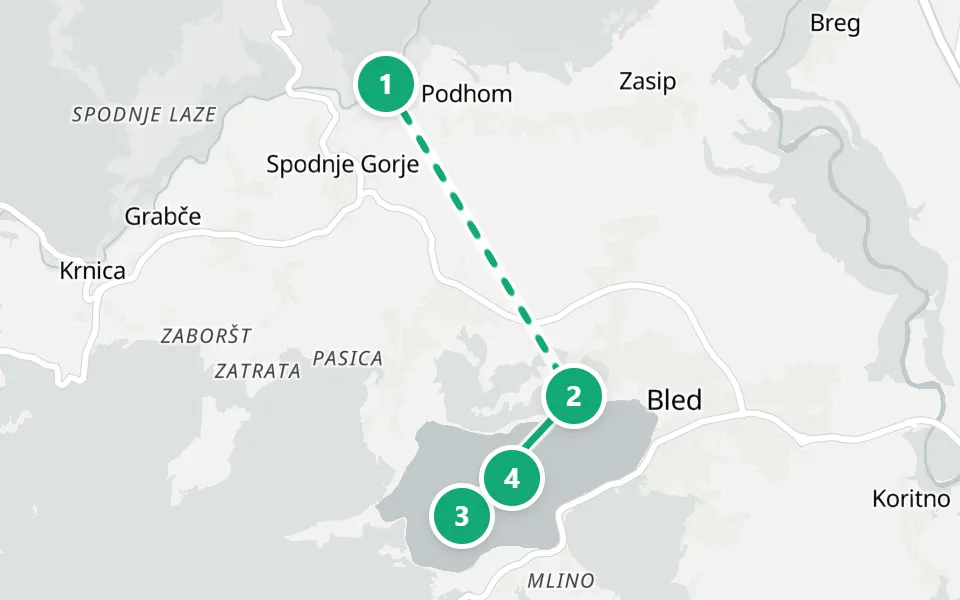 Map of day 3 in Ljubljana: 4 stops in walking order