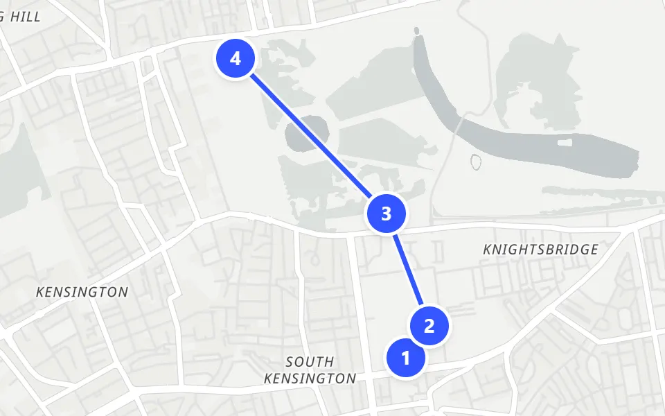 Map of day 1 in London: 4 stops in walking order