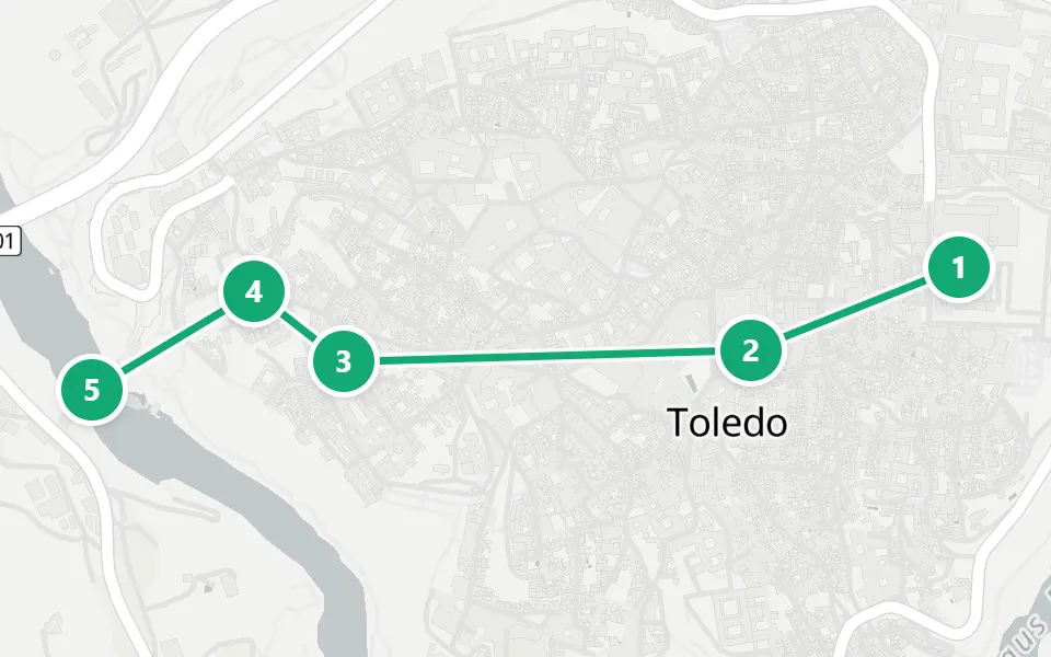 Map of day 3 in Madrid: 5 stops in walking order