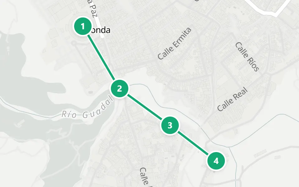 Map of day 3 in Málaga: 4 stops in walking order