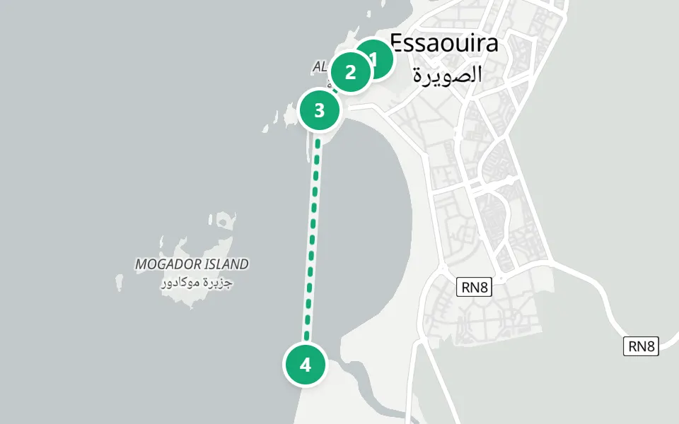 Map of day 3 in Marrakech: 4 stops in walking order