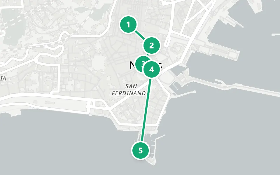 Map of day 3 in Naples: 5 stops in walking order