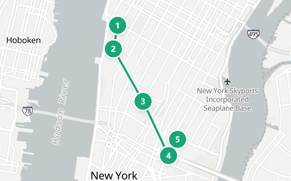 Map of day 3 in New York: 5 stops in walking order