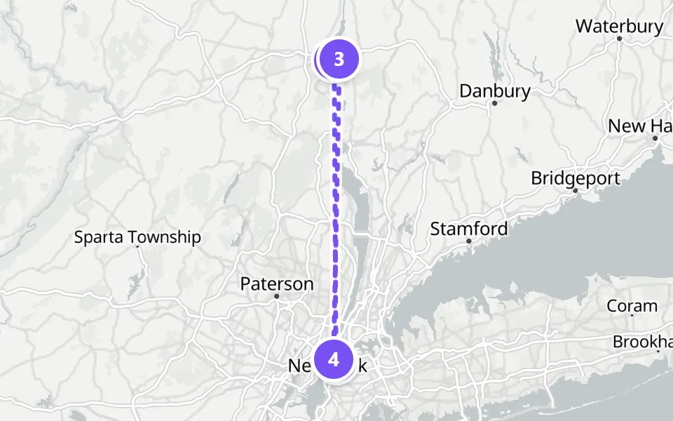 Karte von Tag 5 in New York: 4 Stopps in Gehreihenfolge