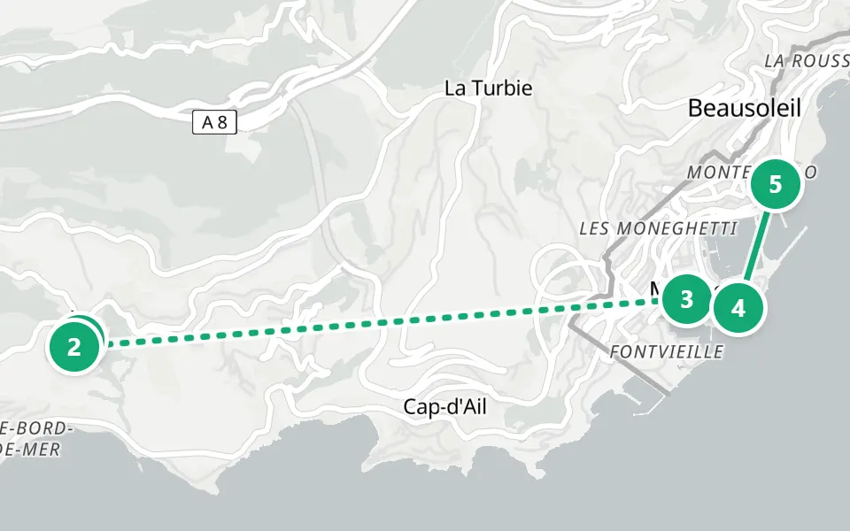 Map of day 3 in Nice: 5 stops in walking order