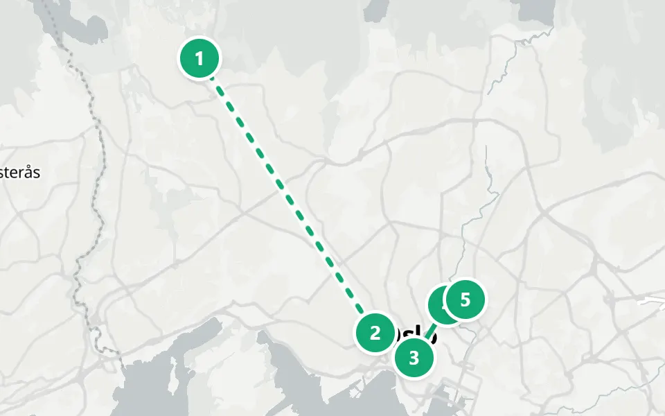 Map of day 3 in Oslo: 5 stops in walking order
