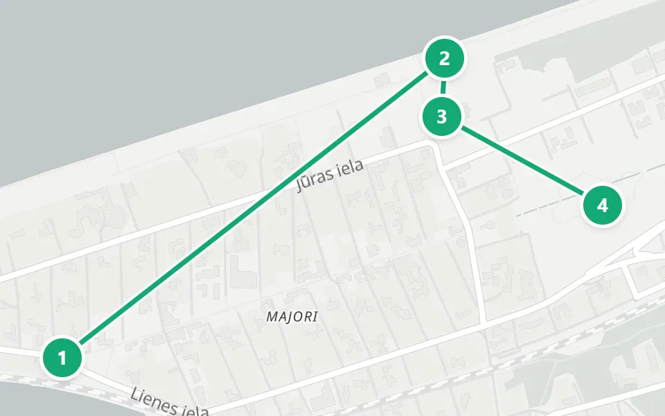 Map of day 3 in Riga: 4 stops in walking order