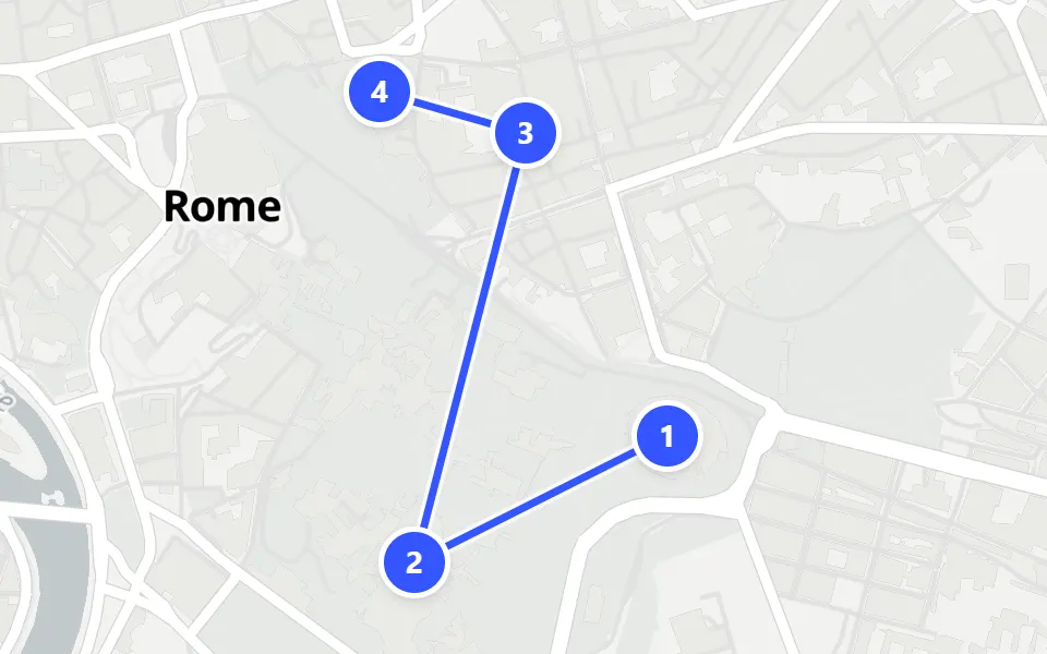 Karte von Tag 1 in Rom: 4 Stopps in Gehreihenfolge