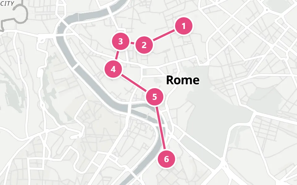 Karte von Tag 4 in Rom: 6 Stopps in Gehreihenfolge