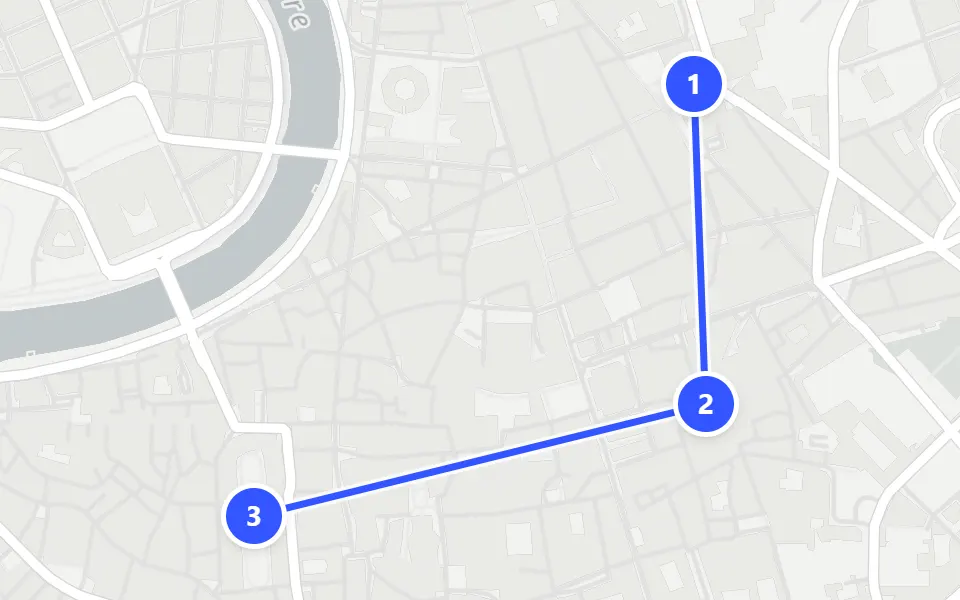 Map of day 1 in Rome: 3 stops in walking order