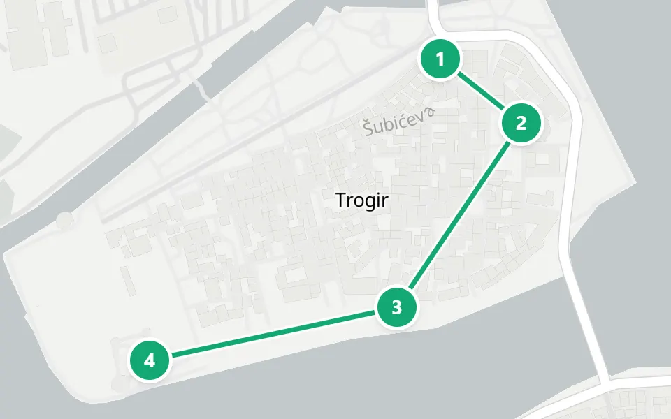 Map of day 3 in Split: 4 stops in walking order