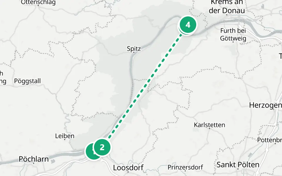 Map of day 3 in Vienna: 4 stops in walking order