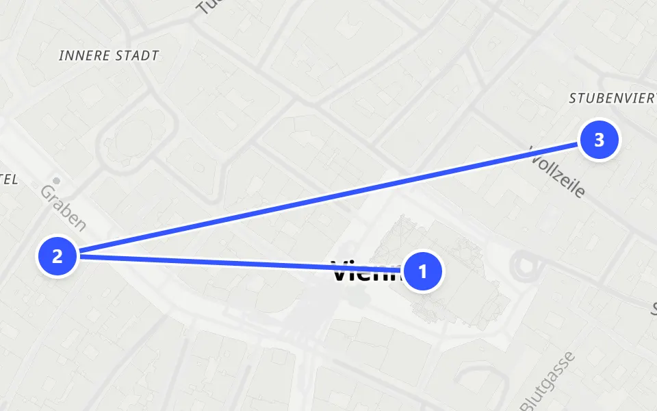 Karte von Tag 1 in Wien: 3 Stopps in Gehreihenfolge