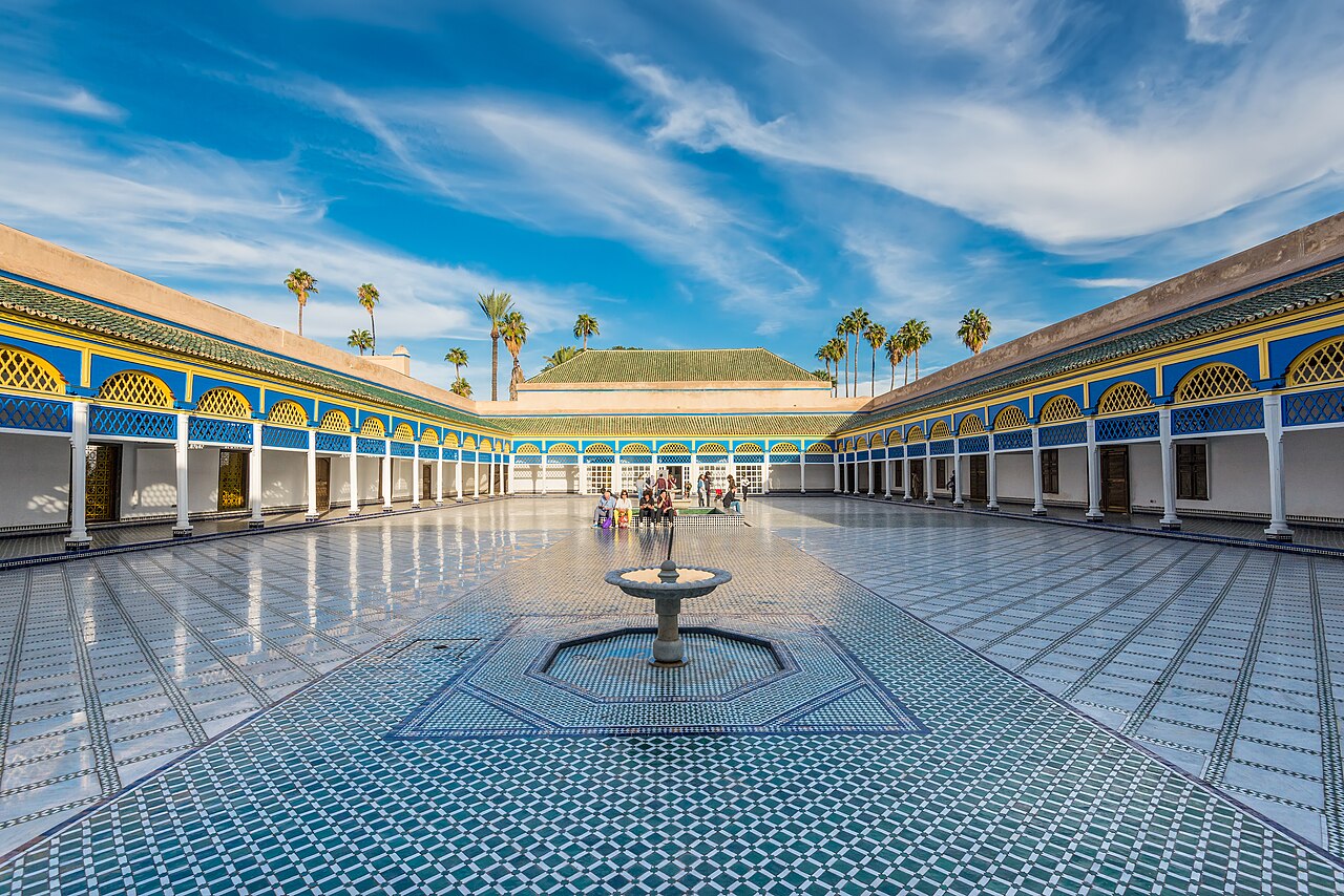 The large courtyard of the Bahia Palace in Marrakech