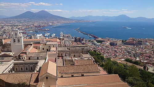 View over Naples and the bay with Vesuvius